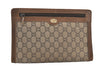 Authentic GUCCI GG Plus Clutch Hand Bag Purse PVC Leather Brown Junk 8620M
