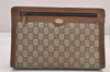 Authentic GUCCI GG Plus Clutch Hand Bag Purse PVC Leather Brown Junk 8620M