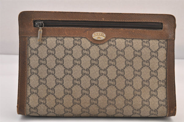 Authentic GUCCI GG Plus Clutch Hand Bag Purse PVC Leather Brown Junk 8620M