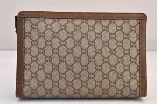 Authentic GUCCI GG Plus Clutch Hand Bag Purse PVC Leather Brown Junk 8620M