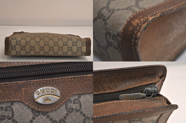 Authentic GUCCI GG Plus Clutch Hand Bag Purse PVC Leather Brown Junk 8620M