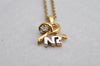 Authentic NINA RICCI Vintage Gold Tone Rhinestone Chain Pendant Necklace 8621J