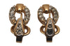 Authentic NINA RICCI Vintage Clip-on Rhinestone Earrings Gold Tone 8622J