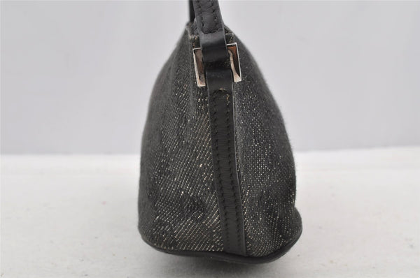 Authentic GUCCI Hand Bag Pouch Purse GG Canvas Leather 07198 Black 8623I