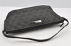 Authentic GUCCI Hand Bag Pouch Purse GG Canvas Leather 07198 Black 8623I