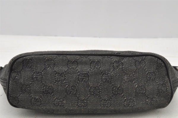 Authentic GUCCI Hand Bag Pouch Purse GG Canvas Leather 07198 Black 8623I