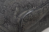 Authentic GUCCI Hand Bag Pouch Purse GG Canvas Leather 07198 Black 8623I