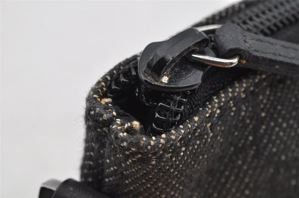 Authentic GUCCI Hand Bag Pouch Purse GG Canvas Leather 07198 Black 8623I