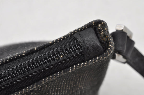 Authentic GUCCI Hand Bag Pouch Purse GG Canvas Leather 07198 Black 8623I