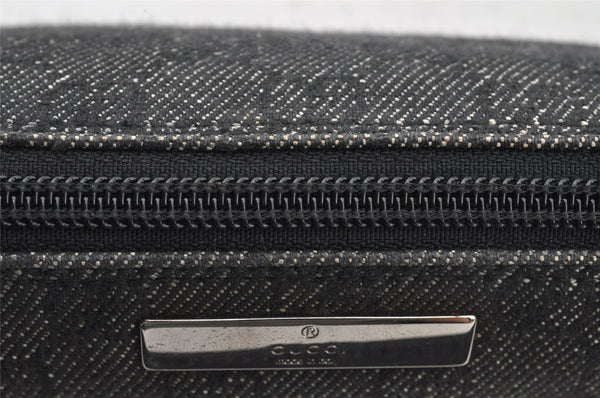 Authentic GUCCI Hand Bag Pouch Purse GG Canvas Leather 07198 Black 8623I