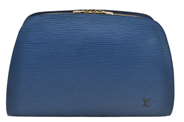 Authentic Louis Vuitton Epi Dauphine GM Cosmetic Pouch Blue M48435 LV 8625I