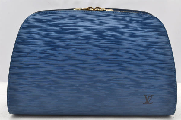 Authentic Louis Vuitton Epi Dauphine GM Cosmetic Pouch Blue M48435 LV 8625I
