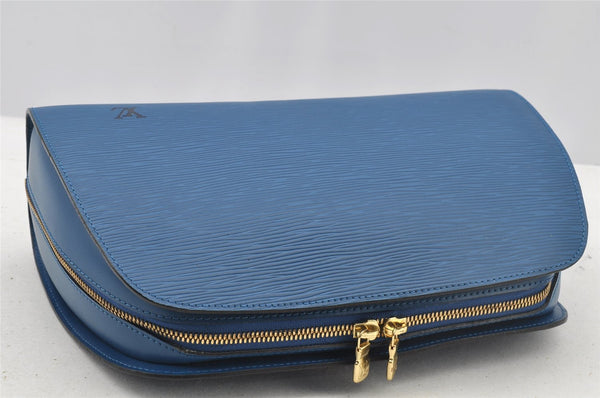 Authentic Louis Vuitton Epi Dauphine GM Cosmetic Pouch Blue M48435 LV 8625I