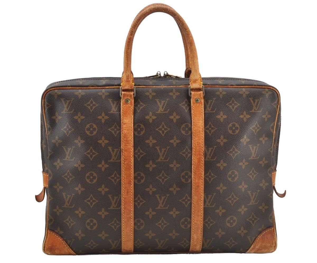 Authentic Louis Vuitton Monogram Porte Documents Voyage M53361 Briefcase 8626I