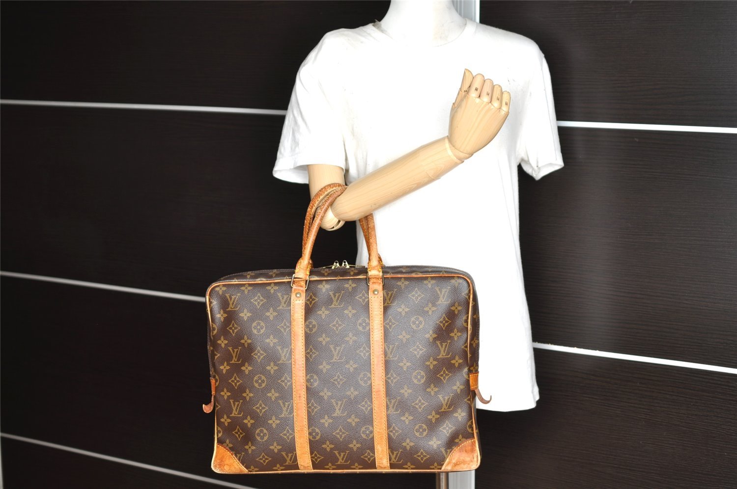 Authentic Louis Vuitton Monogram Porte Documents Voyage M53361 Briefcase 8626I