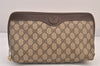 Authentic GUCCI Vintage Clutch Hand Bag Purse GG PVC Leather Brown Junk 8627M