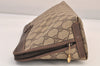 Authentic GUCCI Vintage Clutch Hand Bag Purse GG PVC Leather Brown Junk 8627M