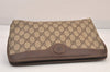 Authentic GUCCI Vintage Clutch Hand Bag Purse GG PVC Leather Brown Junk 8627M
