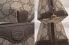 Authentic GUCCI Vintage Clutch Hand Bag Purse GG PVC Leather Brown Junk 8627M