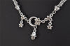 Authentic NINA RICCI Vintage Silver Tone Rhinestone Chain Pendant Necklace 8628J