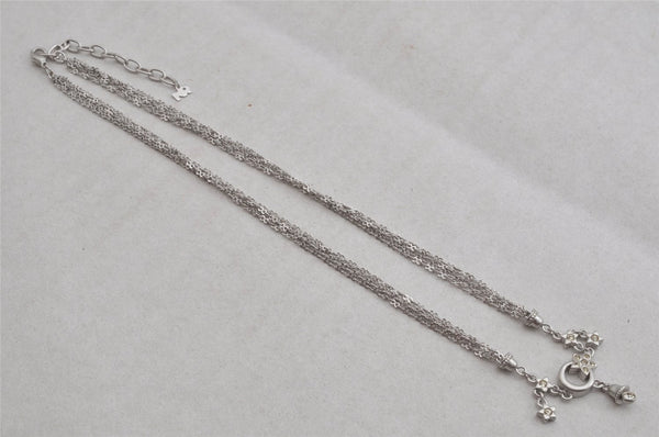 Authentic NINA RICCI Vintage Silver Tone Rhinestone Chain Pendant Necklace 8628J