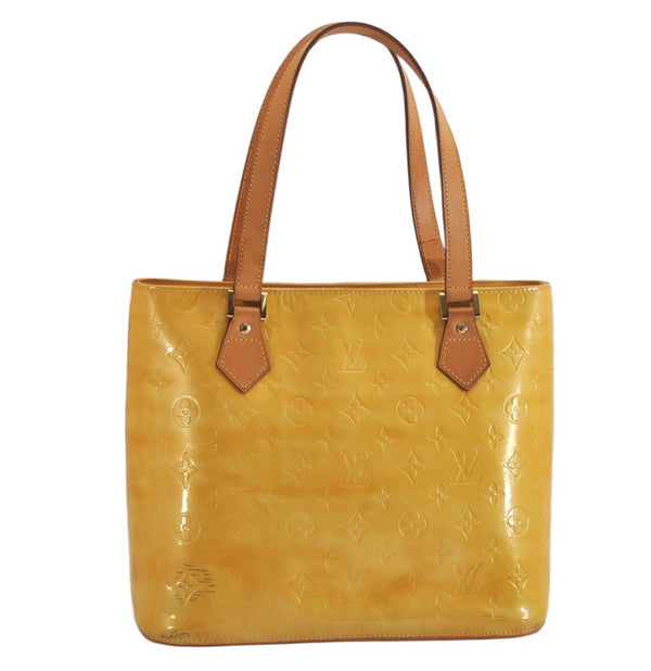 Authentic Louis Vuitton Vernis Houston Shoulder Hand Bag Yellow M91055 LV 8628M