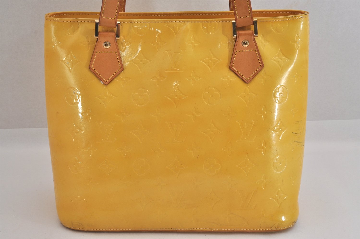 Authentic Louis Vuitton Vernis Houston Shoulder Hand Bag Yellow M91055 LV 8628M