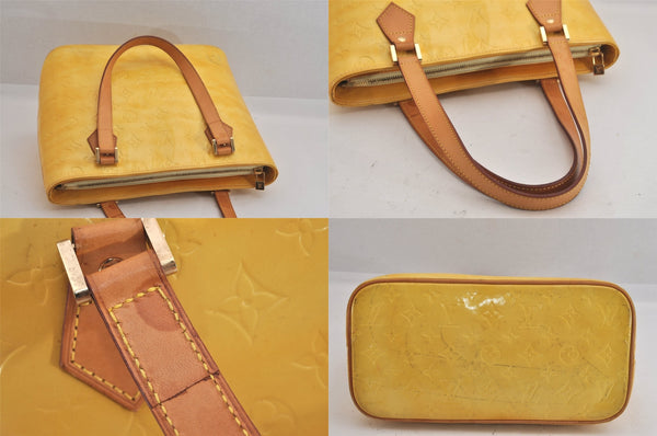 Authentic Louis Vuitton Vernis Houston Shoulder Hand Bag Yellow M91055 LV 8628M