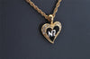 Authentic NINA RICCI Gold Tone Rhinestone Heart Chain Pendant Necklace  8629J