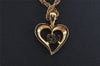 Authentic NINA RICCI Gold Tone Rhinestone Heart Chain Pendant Necklace  8629J