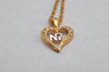 Authentic NINA RICCI Gold Tone Rhinestone Heart Chain Pendant Necklace  8629J