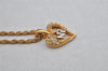 Authentic NINA RICCI Gold Tone Rhinestone Heart Chain Pendant Necklace  8629J