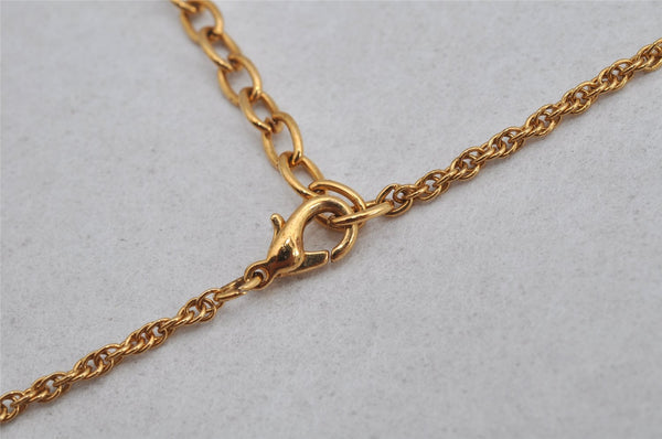 Authentic NINA RICCI Gold Tone Rhinestone Heart Chain Pendant Necklace  8629J