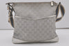 Authentic GUCCI Shoulder Cross Body Bag GG Canvas Leather 145857 Silver 8630I