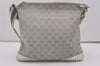 Authentic GUCCI Shoulder Cross Body Bag GG Canvas Leather 145857 Silver 8630I