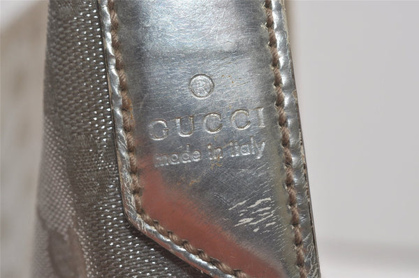 Authentic GUCCI Shoulder Cross Body Bag GG Canvas Leather 145857 Silver 8630I