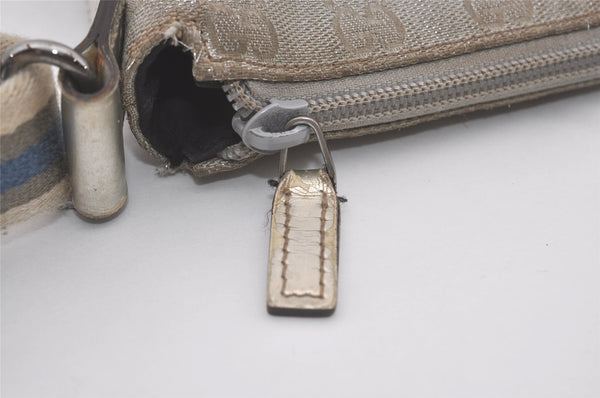 Authentic GUCCI Shoulder Cross Body Bag GG Canvas Leather 145857 Silver 8630I