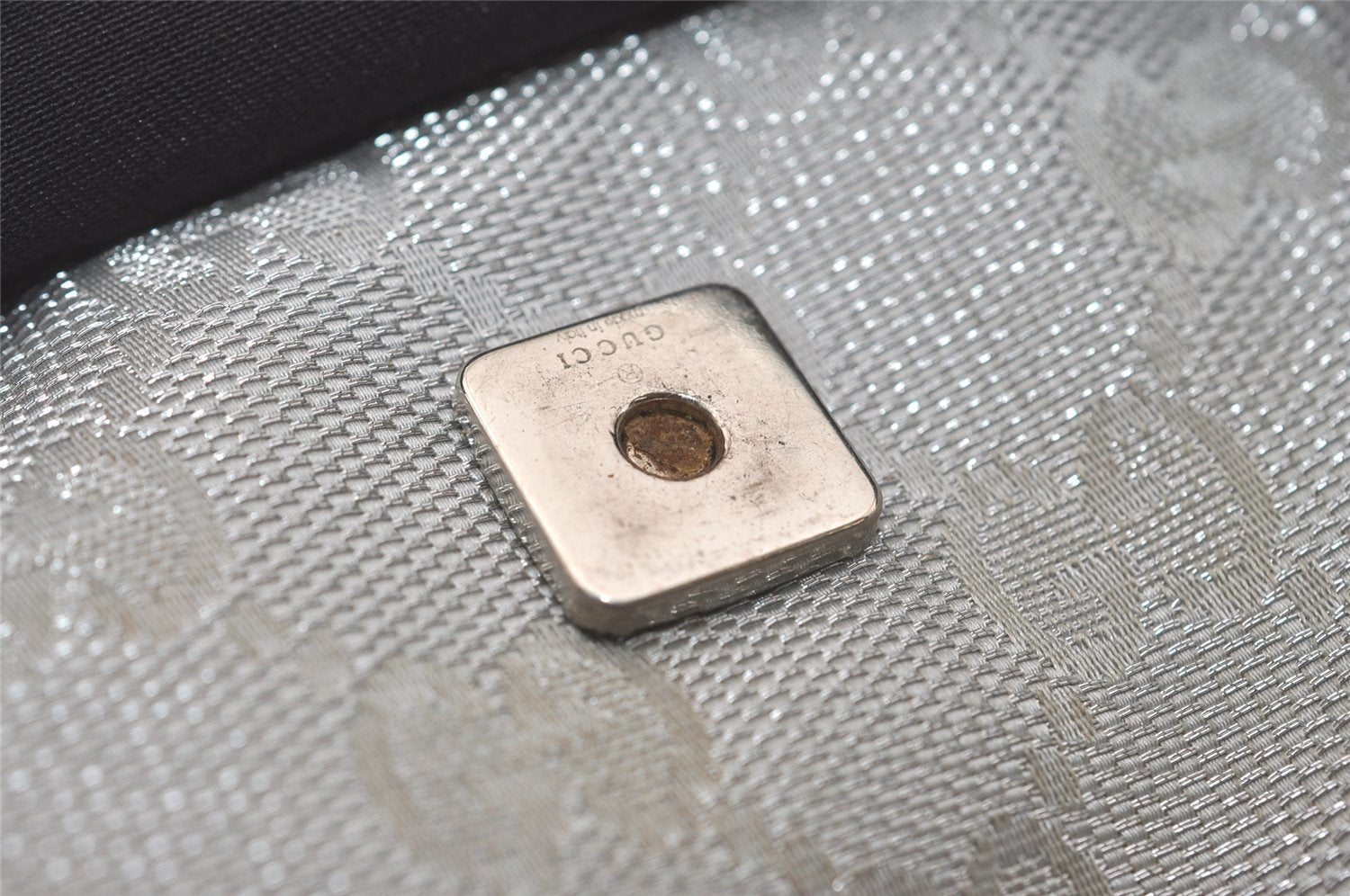 Authentic GUCCI Shoulder Cross Body Bag GG Canvas Leather 145857 Silver 8630I