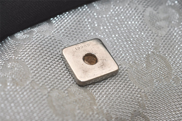 Authentic GUCCI Shoulder Cross Body Bag GG Canvas Leather 145857 Silver 8630I