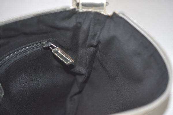 Authentic GUCCI Shoulder Cross Body Bag GG Canvas Leather 145857 Silver 8630I