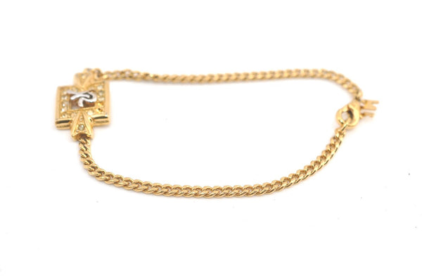 Authentic NINA RICCI Vintage Rhinestone Chain Bracelet Accessory Gold Tone 8630J