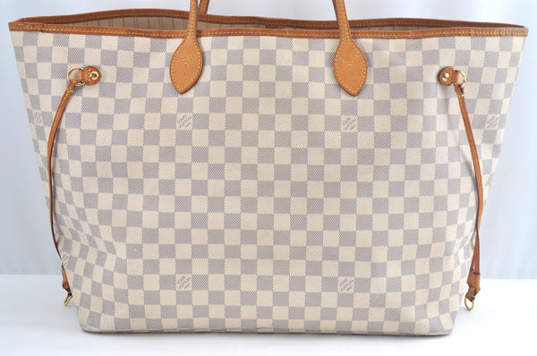 Authentic Louis Vuitton Damier Azur Neverfull GM N51108 Shoulder Tote Bag 8631I