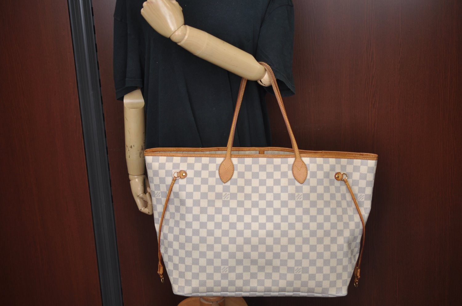 Authentic Louis Vuitton Damier Azur Neverfull GM N51108 Shoulder Tote Bag 8631I