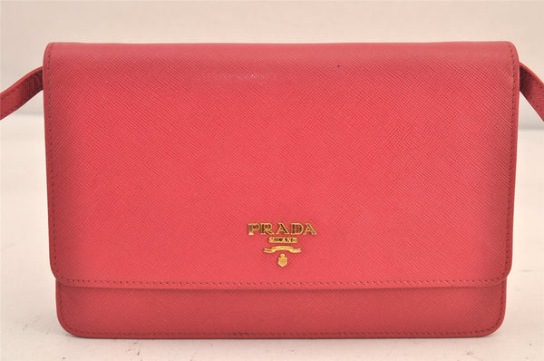Authentic PRADA Saffiano Leather 2Way Shoulder Bag Long Wallet Purse Pink 8631M