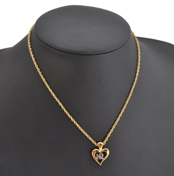 Authentic NINA RICCI Gold Tone Heart Shaped Chain Pendant Necklace  8632J