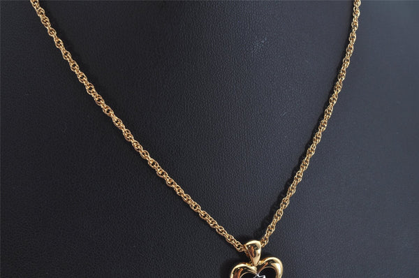 Authentic NINA RICCI Gold Tone Heart Shaped Chain Pendant Necklace  8632J