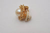 Authentic NINA RICCI Clip-on Rhinestone Imitation Pearl Earrings Gold 8633J