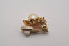 Authentic NINA RICCI Clip-on Rhinestone Imitation Pearl Earrings Gold 8633J