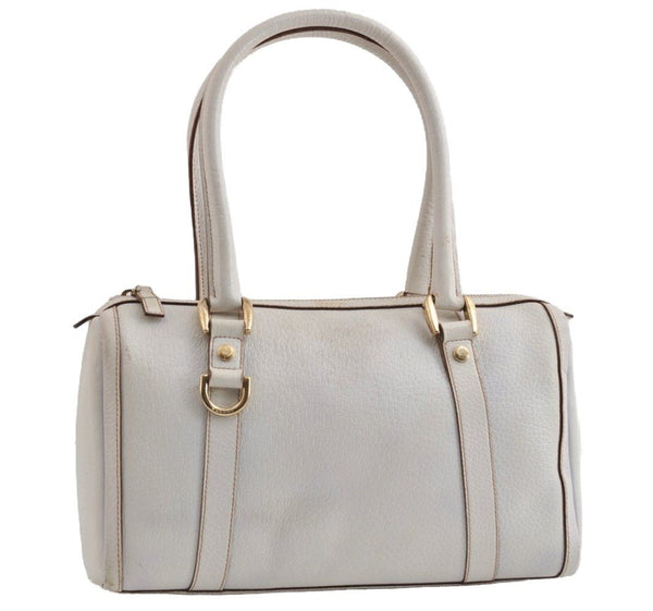 Authentic GUCCI Abbey Shoulder Hand Boston Bag Purse Leather 130942 White 8634I