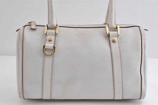 Authentic GUCCI Abbey Shoulder Hand Boston Bag Purse Leather 130942 White 8634I